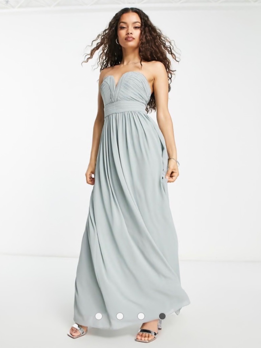 TFNC by ASOS Petite Strapless Sweetheart Maxi Dress - Sage green
